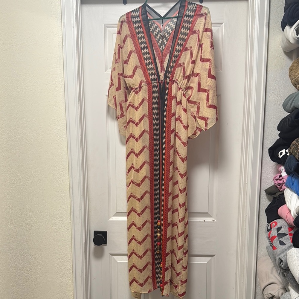 Chevron Patterned Boho Maxi Dress